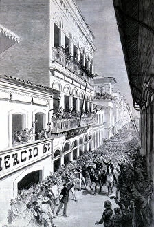 1889 Gallery: Revolution, 1889, the heads of the movement at Rio de Janeiro leading the Republic troops
