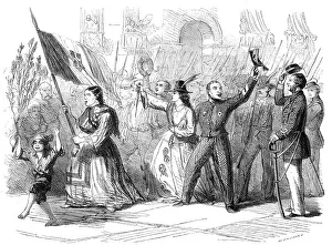The Revolution in Naples - street scene in Naples the day after the arrival of Garibaldi... 1860. Creator: W Thomas