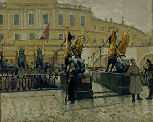 National Uprising Gallery: Revolutionary sailors guarding the Petrograd State Bank, 1927