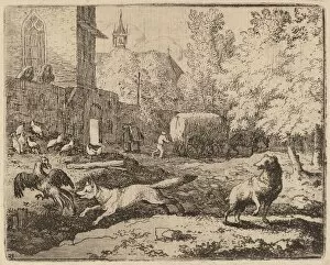 Reynard The Fox Gallery: Reynard Attempts to Pilfer a Rooster, probably c. 1645 / 1656