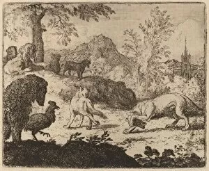 Reynard The Fox Gallery: Reynard Blinds the Wolf in One Eye, probably c. 1645 / 1656. Creator: Allart van Everdingen
