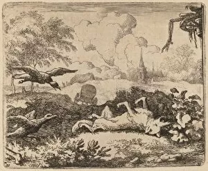 Anthropomorphic Collection: Reynard and the Crows, probably c. 1645 / 1656. Creator: Allart van Everdingen