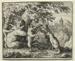 Allart Van Everdingen Dutch Prints: Reynard the Fox: Reynard Equipped for his Pilgrimage