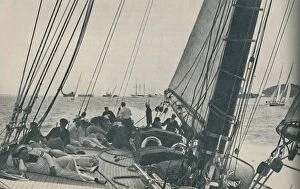 August Collection: Rhe largest British racing yachts compete during Cowes Week, 1937
