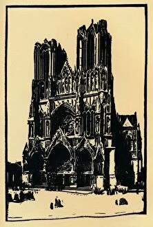 Mainds Gallery: Rheims Cathedral, 1914, (1918). Artist: Allan Douglass Mainds