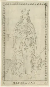 Trumpets Prints: Rhetoric, plate 23 from Arts and Sciences, c.1465. Creator: Unknown