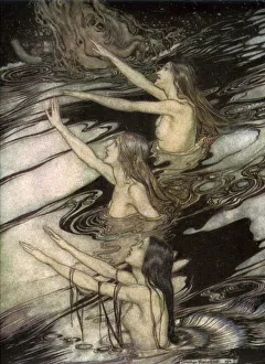 Mermaid Prints: The Rhine Maidens, from Siegfried and The Twilight of the Gods by Richard Wagner, 1911