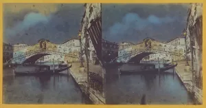 Gondolas Prints: Rialto Bridge, Venice, about 1865. Creator: Unknown