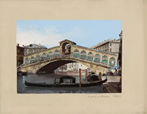 Italy Europe Prints: Rialto in Venice, in the foreground a gondola, 1850-1876. Creator: Anon
