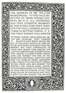 Sonnet Prints: Riccardi Press: Page from Sonnets of Shakespeare, c. 1914. Artist: Herbert Percy Horne