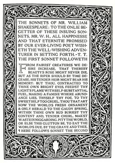 Typeface Gallery: Riccardi Press: Page from Sonnets of Shakespeare, c.1914. Artist: Herbert Percy Horne