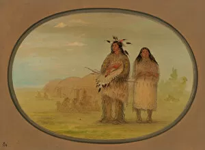 Riccarree Gallery: Riccarree Chief and His Wife, 1861 / 1869. Creator: George Catlin