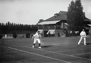 Tennis Court Prints: Rice [and] Doust [tennis], 1913. Creator: Bain News Service