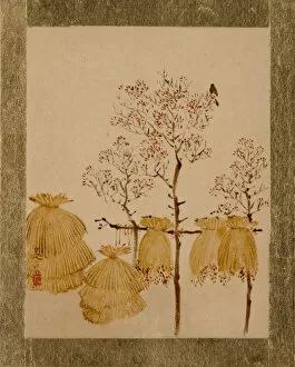 Shibata Zeshin Gallery: Rice Stacks and Trees. Creator: Shibata Zeshin
