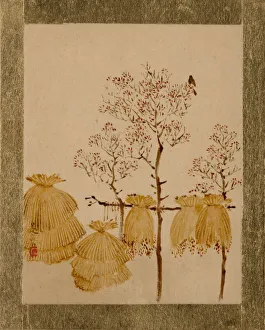 Harvest Prints: Rice Stacks and Trees. Creator: Shibata Zeshin