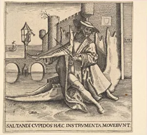 The Rich Man Playing Violin on a Jaw Bone. Creator: Johann Theodor de Bry The Rich Man Playing Violin on a Jaw Bone. Creator: Johann Theodor de Bry