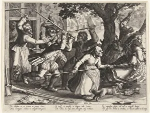 The rich people hunted out of their homes by armed peasants. From the Series Boereverdriet The rich people hunted out of their homes by armed peasants. From the Series Boereverdriet