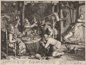 War Atrocities Prints: Rich society eating. From the Series Boereverdriet (Horrors of War to the Peasants), 1610