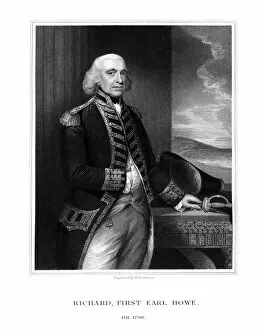 Admiral Earl Howe Collection: Richard Howe, 1st Earl Howe, British admiral, (1832).Artist: H Robinson