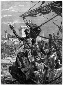 Shield Collection: Richard I, Coeur de Lion landing at Jaffa (Joppa), September 1191, (c1880)