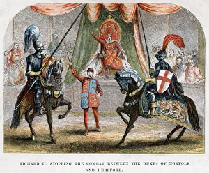 Richard II stopping the combat between the Dukes of Norfolk and Hereford, 1398 Richard II stopping the combat between the Dukes of Norfolk and Hereford, 1398