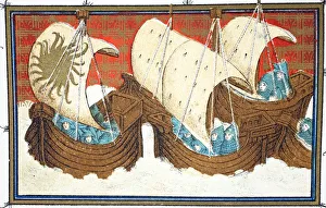 Illlustration Prints: Richard IIs and his fleet landing Milford Haven, 19th Century