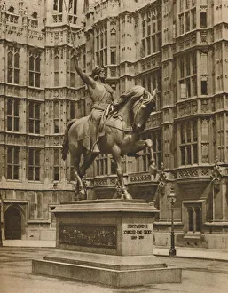 Richard I Prints: Richard The Lion-Heart on Horseback at Westminster, c1935. Creator: Arnold