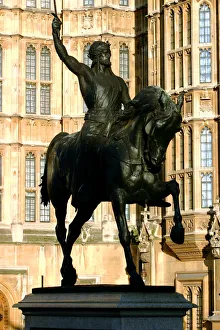 Richard I Prints: Richard the Lionheart Statue, Houses of Parliament, Westminster, London England