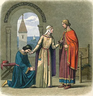 Cloak Collection: Richard pardons his brother John, 12th Century (1864). Artist: James William Edmund Doyle