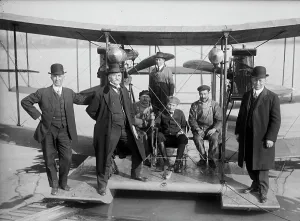 Pioneers Prints: Richardson Tandem Biplane Hydroplane on Potomac