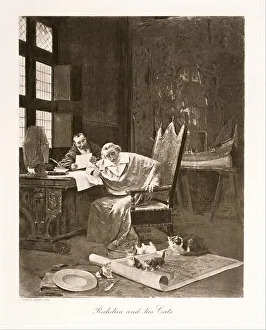 Richelieu and his cats, ca 1868