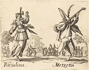 Riciulina and Metzetin, c. 1622. Creator: Jacques Callot