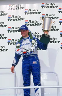 Celebrate Prints: Rickard Rydell celebrates victory.British touring cars.Thruxton