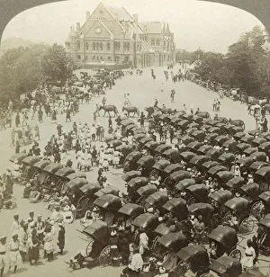 Hill Station Prints: Rickshaws before Christ Church, Simla, India, 26 June 1902. Artist: Underwood & Underwood