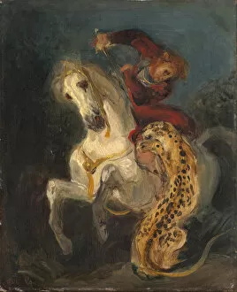 Rider Attacked by a Jaguar. Artist: Delacroix, Eugene (1798-1863)