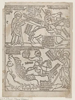 Block Book Prints: A Rider on a Black Horse with a Pair of Balances in His Hand; and A Pale Horse with D