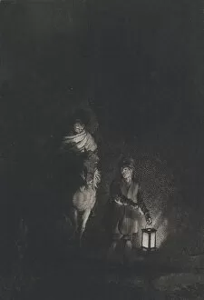 Bartsch Johann Adam Gallery: Rider and boy with lantern, 1797. Creator: Adam von Bartsch