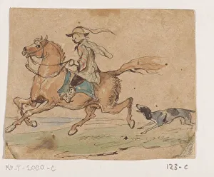 Booklet Prints: Rider on galloping horse, 1849. Creator: Johannes Tavenraat