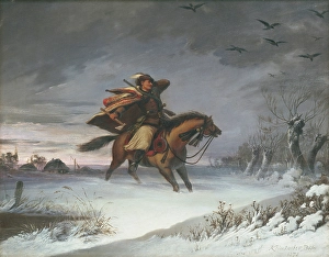 Vojtech Prints: Rider on horseback, 1878. Creator: Vojtech Klimkovic