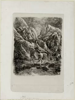 Rider in the Mountains, 1866. Creator: Rodolphe Bresdin
