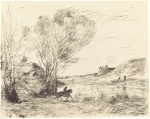 Cliche Verre Prints: The Rider in the Reeds (Le Cavalier dans les roseaux), 1871