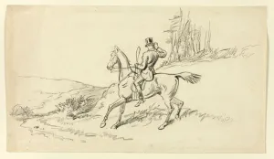 Hk Phiz Browne Prints: Rider Reining in Horse, n. d. Creator: Hablot Knight Browne