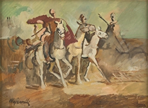 Adjusting Prints: Riders, 1938. Creator: Cyprian Majernik