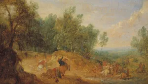 Francois Van Der Meulen Prints: Riders attacked at a Ford. Creator: Adam Frans van der Meulen