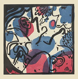 Music Danceabstract Art Prints: Three Riders in Red, Blue and Black (Drei Reiter in rot)