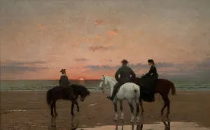 Ponies Prints: Three Riders at the Sea, 1882. Creator: Jean-Maxime Claude
