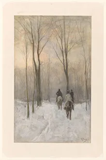 Anthonij Rudolf Mauve Prints: Riders in the Snow in the Haagse Bos, 1880. Creator: Anton Mauve