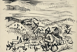 Lookout Prints: On the ridge, 1930s. Creator: Arnold Peter Weisz-Kubincan
