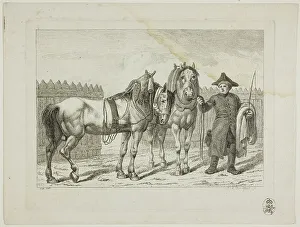 Riding School Prints: Riding School and Horses, 1806. Creator: Johann Adolph Darnstedt
