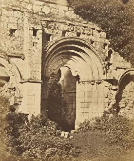 Cistercian Collection: Rievaulx Abbey. Doorway of the Refectory, 1850s. Creator: Joseph Cundall
